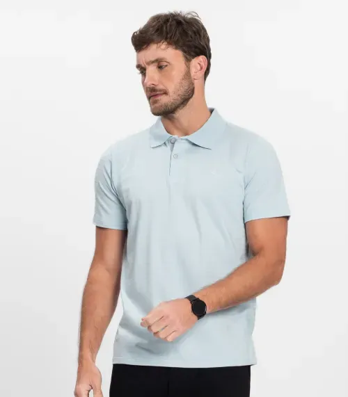 Polo Masculino Manga Curta Cotton Diametro Azul