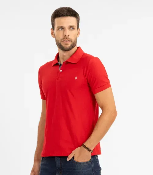 Polo Masculina Básica Diametro Vermelho