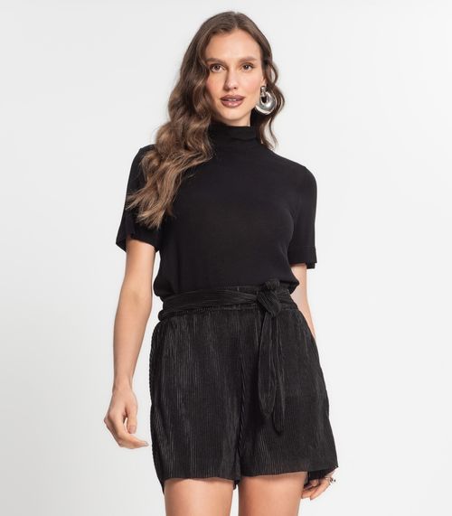 Blusa Feminina Gola Alta ViscoTrico Básica Endless Preto