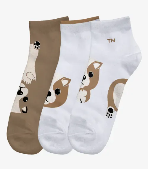 Kit 3 Pares De Meia Cano Curto Infantil Trick Nick Marrom