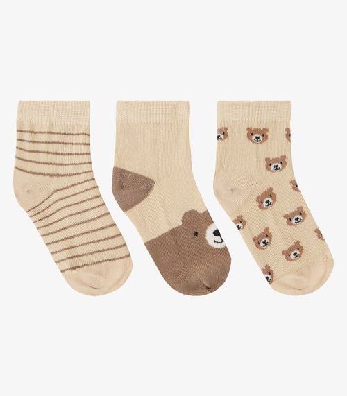 Kit 3 Pares De Meia Cano Curto Infantil Trick Nick Marrom