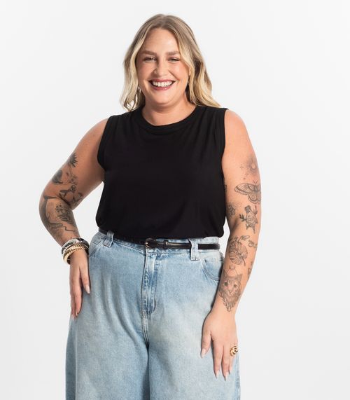 Regata Feminina Plus Size Secret Glam Preto