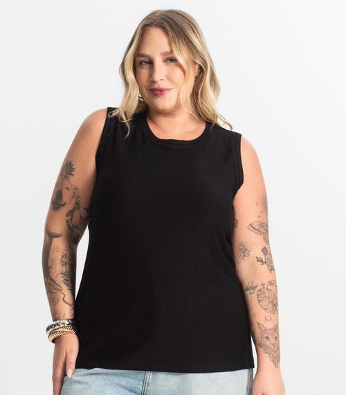 Regata Feminina Plus Size Secret Glam Preto