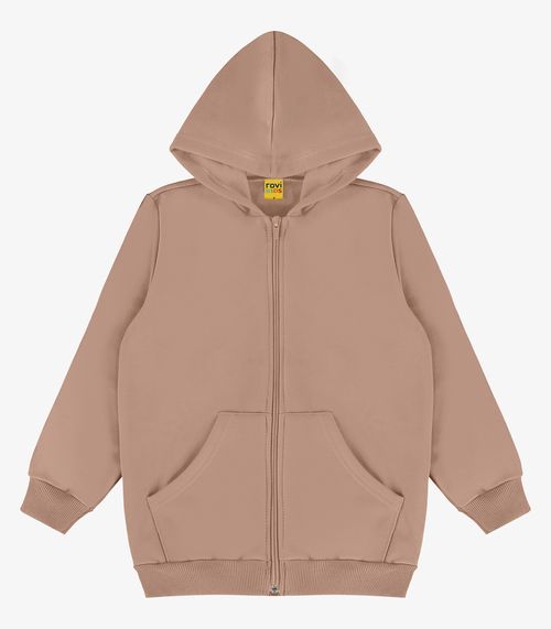 Jaqueta Infantil Moletom com Capuz Rovitex Kids Marrom