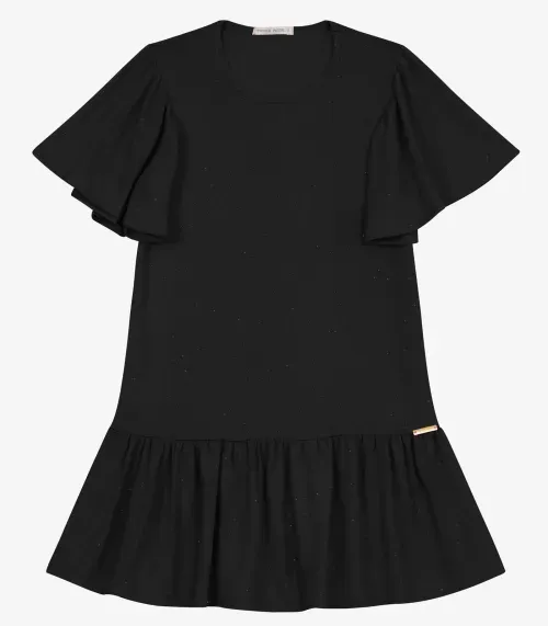 Vestido Infantil em Malha Star Shine Trick Nick Preto