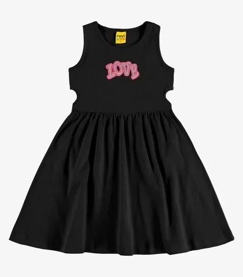 Vestido em Ribana 2x1 Rovi Kids Preto