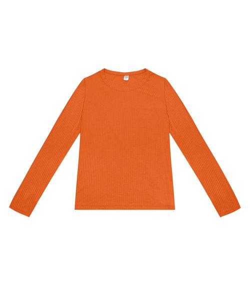 Blusa Manga Longa Canelada Rovitex Laranja