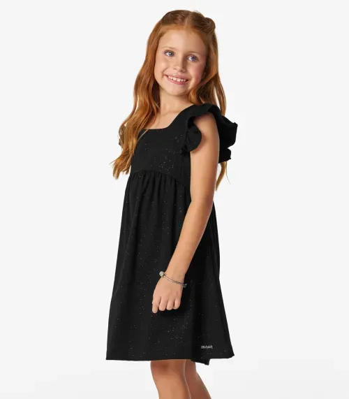 Vestido Infantil em Cotton Glitter Trick Nick Preto