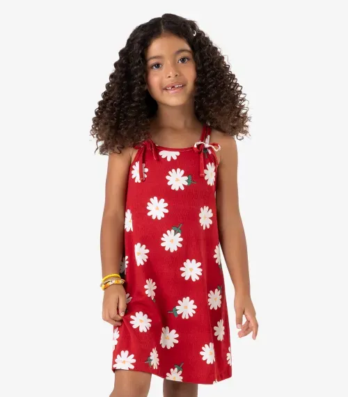 Vestido Infantil Visco Maquinetada Rovi Kids Vermelho