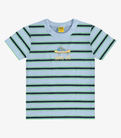 Camiseta Infantil Meia Malha Rovi Kids Azul
