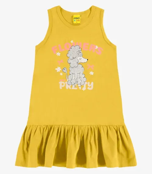 Vestido em Meia Malha Rovi Kids Amarelo