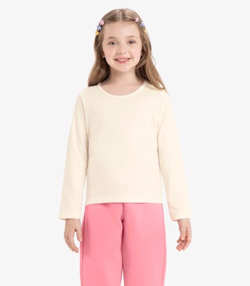 Blusa Manga Longa Infantil Feminina Rovitex Kids Bege