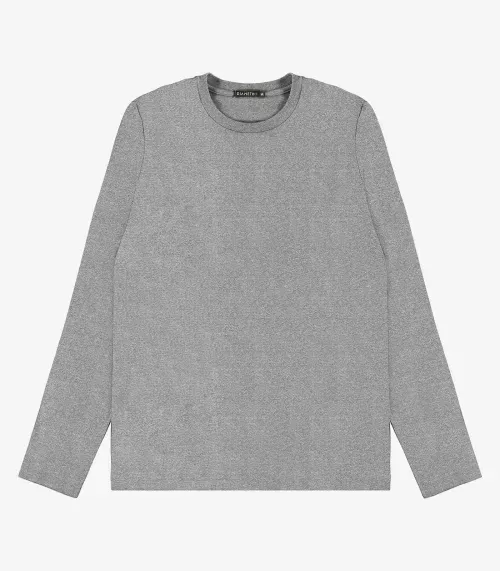 Camiseta Manga Longa Meia Malha Diametro Cinza
