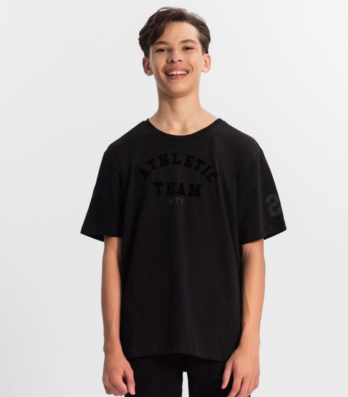 Camiseta Juvenil Masculina Em Meia Malha Minty Preto