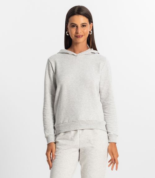 Moletom com Capuz Feminino Rovitex Cinza