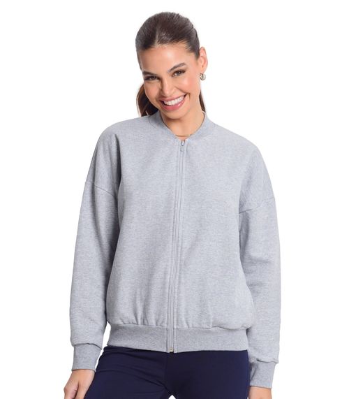 Jaqueta Feminina Básica de Moletom Rovitex Cinza