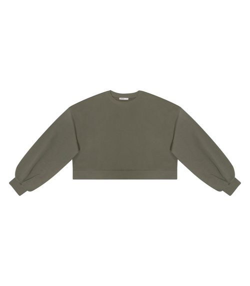 Cropped Manga Longa Moletom Feminino Endless Verde