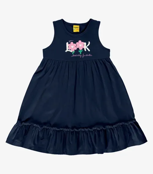 Vestido Menina Meia Malha Rovi Kids Azul