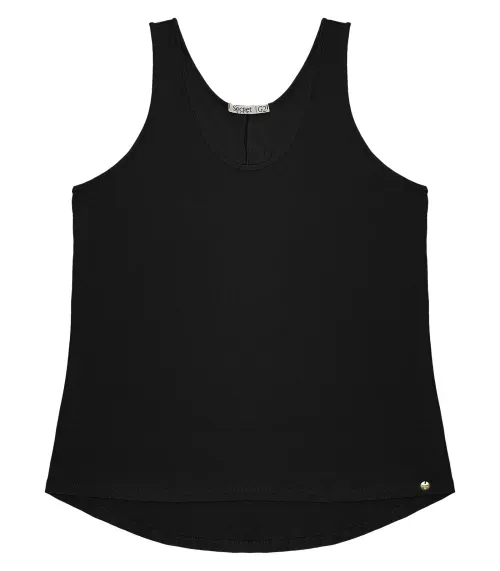 Regata Feminina Plus Size Secret Glam Preto