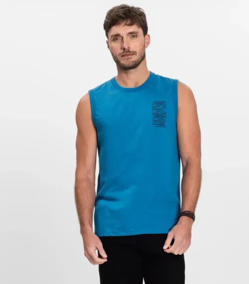 Regata Masculina Meia Malha Diametro Azul