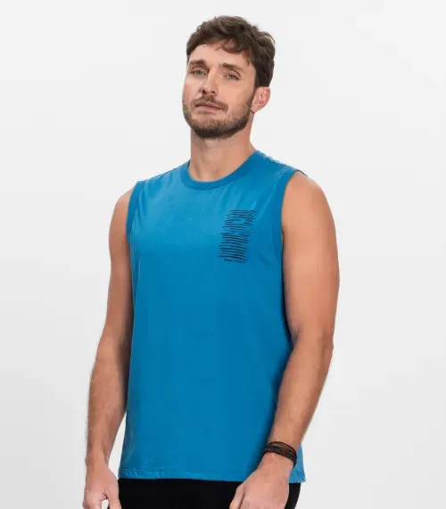 Regata Masculina Meia Malha Diametro Azul