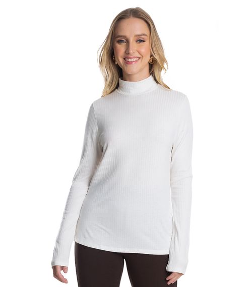 Blusa Manga Longa Canelada Rovitex Bege