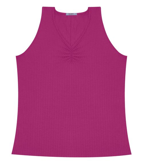 Regata Plus Size Em Ribana Canelada Secret Glam Roxo