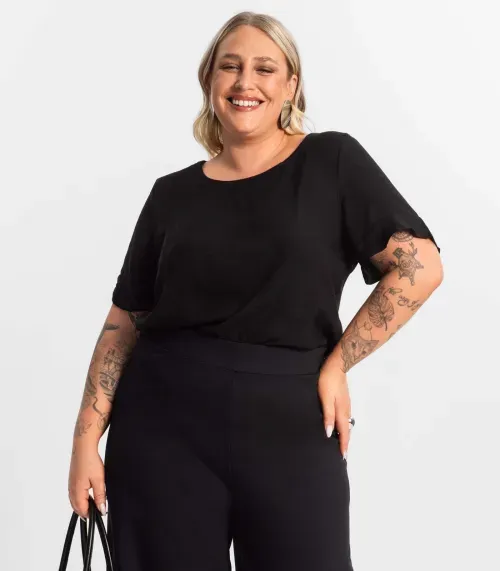 Blusa Plus Size Feminina Secret Glam Preto