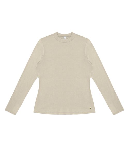 Blusa Feminina Manga Longa Gola Alta Rovitex Bege