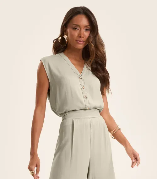 Camisa Feminina Viscose Sarjada Pesada Rovitex Bege