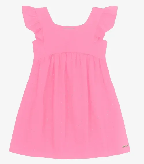 Vestido Infantil em Cotton Glitter Trick Nick Rosa