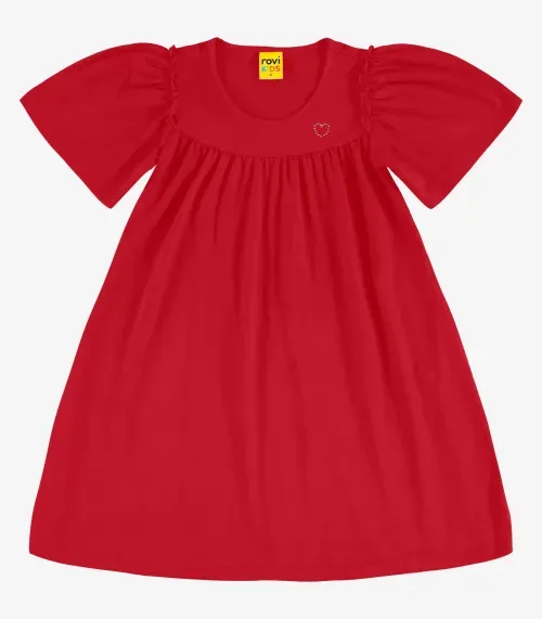 Vestido em Meia Malha Rovi Kids Vermelho