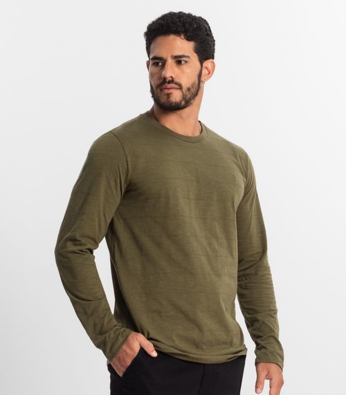 Camiseta Masculina Manga Longa Básica Diametro Verde
