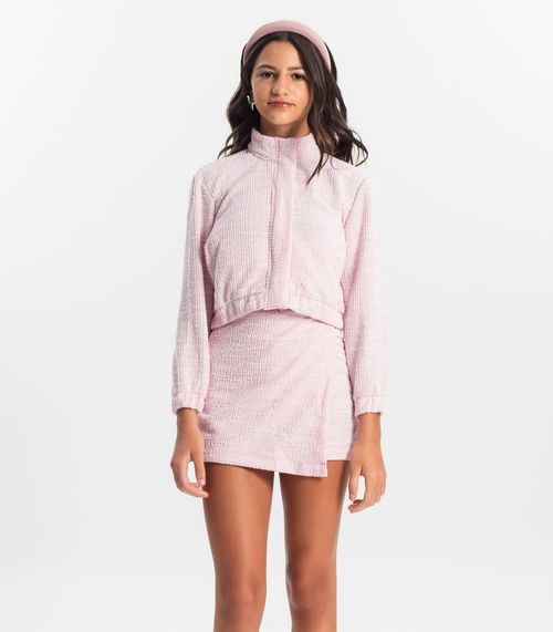Shorts Saia Juvenil Em Tweed Minty Rosa