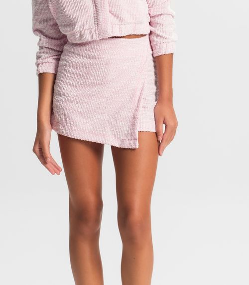 Shorts Saia Juvenil Em Tweed Minty Rosa