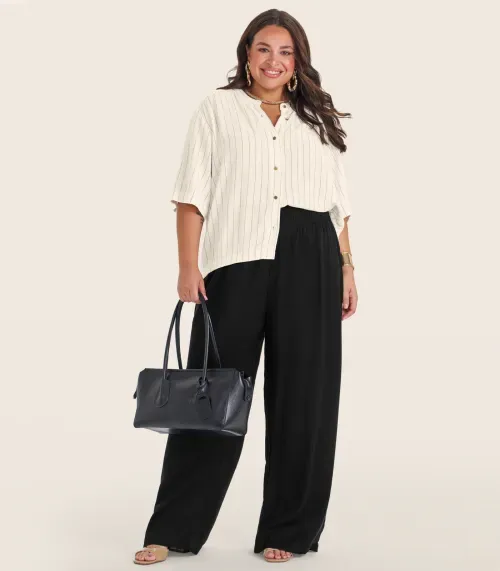 Calça Pantalona Plus Size Secret Glam Preto