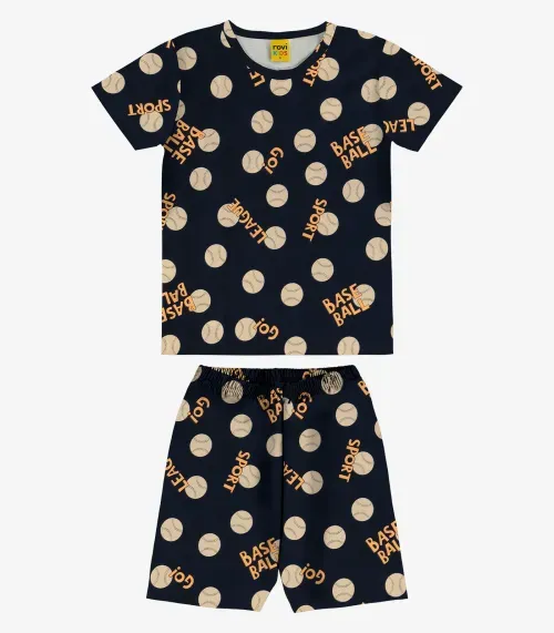 Pijama Meia Malha Rovi Kids Azul