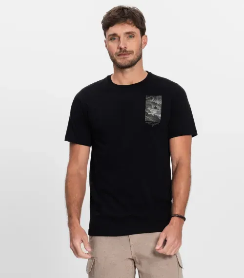 Camiseta Plus Size Masculina Meia Malha Diametro Preto