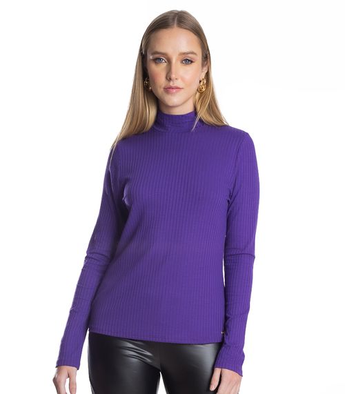 Blusa Manga Longa Canelada Rovitex Roxo