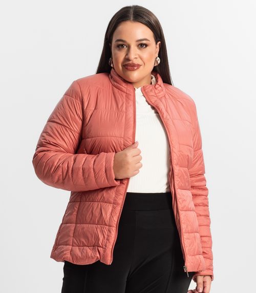 Jaqueta Microfibra Feminina Plus Size Secret Glam Laranja