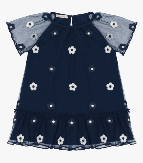 Vestido Infantil Com Babados Trick Nick Azul