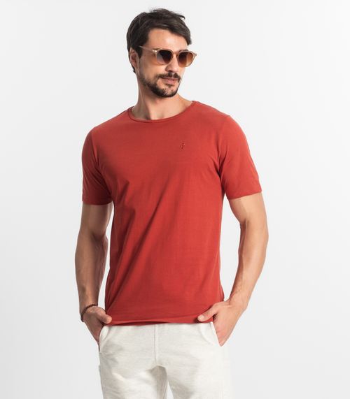 Camiseta Masculina Básica Meia Malha Diametro Vermelho