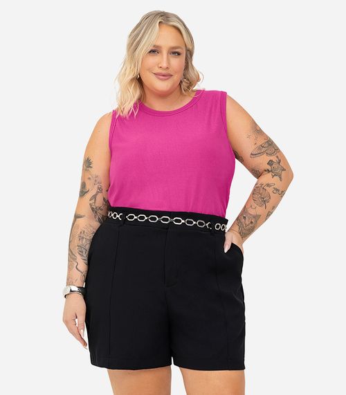 Regata Feminina Plus Size Secret Glam Rosa