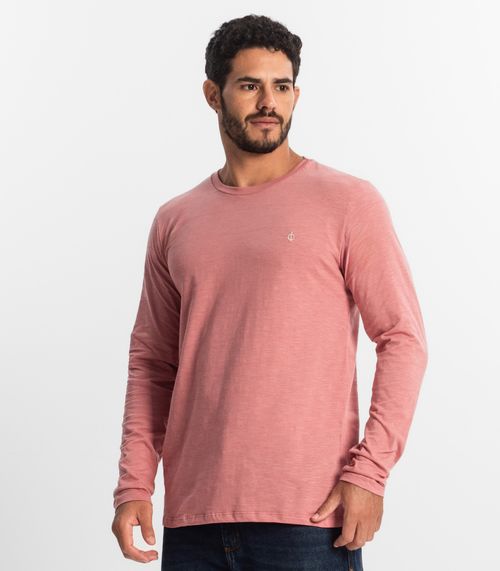 Camiseta Masculina Manga Longa Básica Diametro Rosa