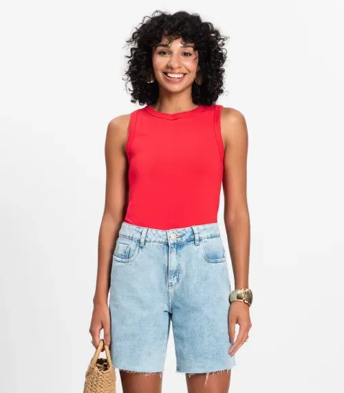 Regata Básica Feminina em Cotton Leve Rovitex Vermelho