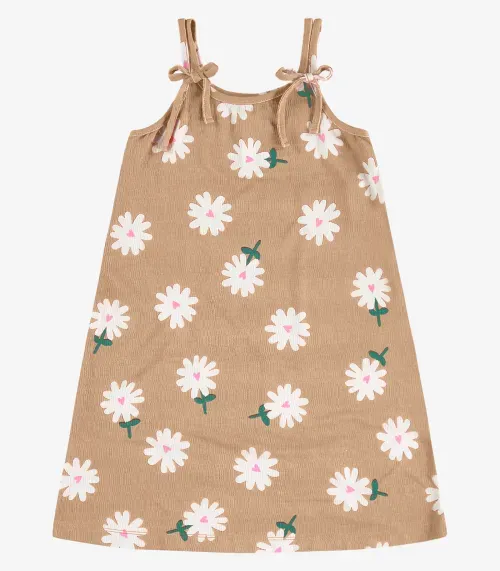 Vestido Infantil Visco Maquinetada Rovi Kids Marrom