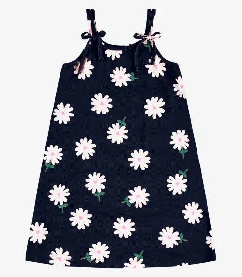 Vestido Infantil Visco Maquinetada Rovi Kids Azul