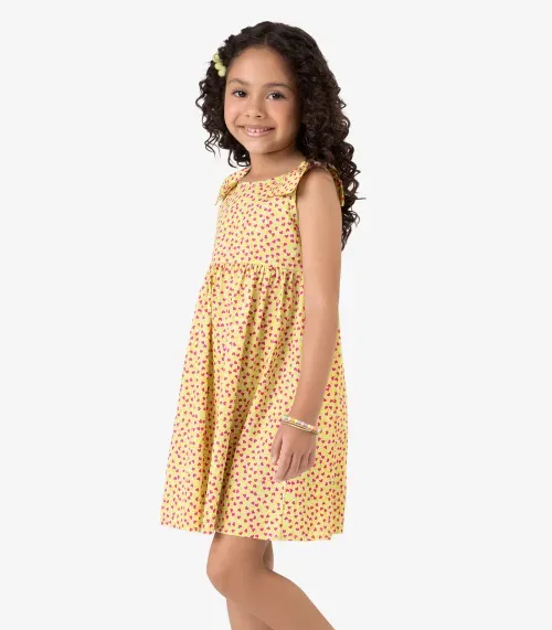 Vestido em Popeline Rovi Kids Bege