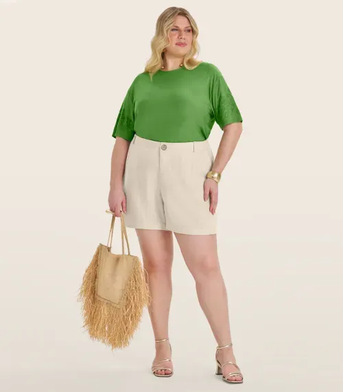 Blusa Manga Curta Plus Size Secret Glam Verde