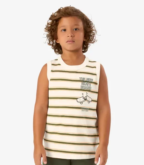 Conjunto Camiseta com Bermuda Meia Malha Rovi Kids Bege